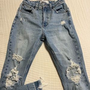 Abercrombie and Fitch curve love high rise mom distressed jeans